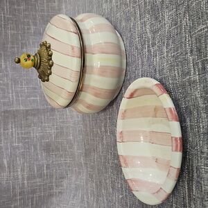 MacKenzie-Childs Pink and White Ceramic Dish Set